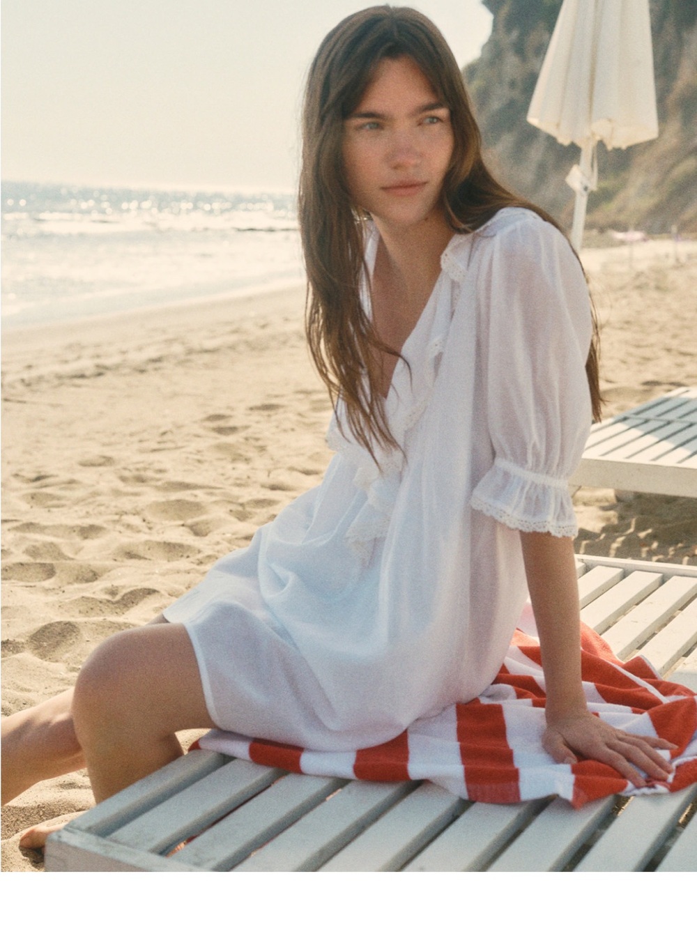 Madewell White Ruffle-Trim Beach Coverup